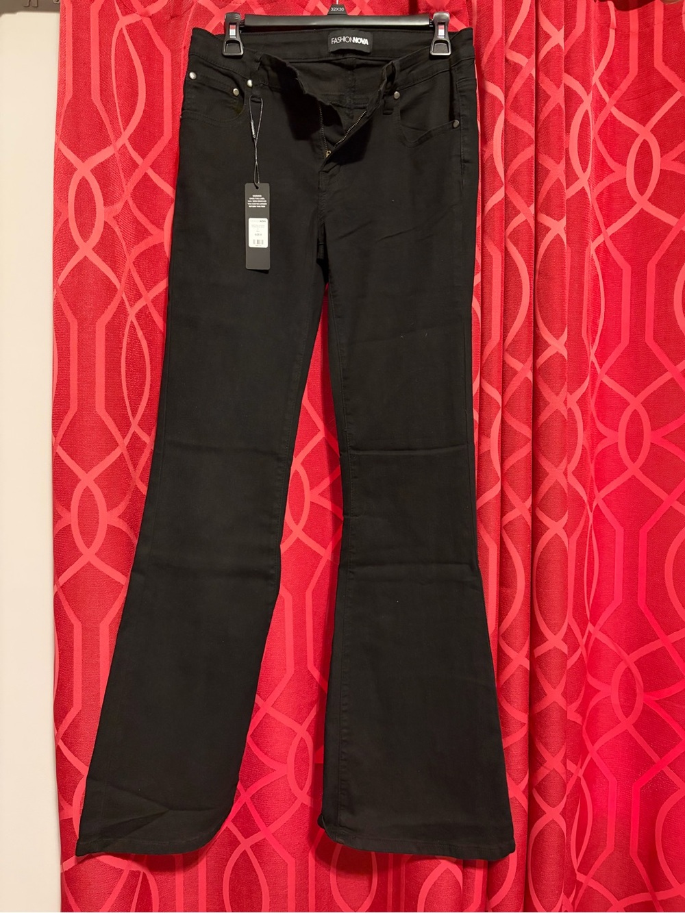 Fashion Nova Black High-Rise Flare Jeans